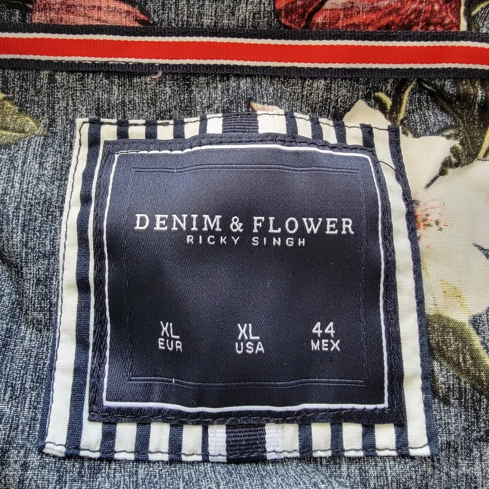 BRAND NEW Denim & Flower Floral Jacket Men's Size XL - Picture 7 of 9